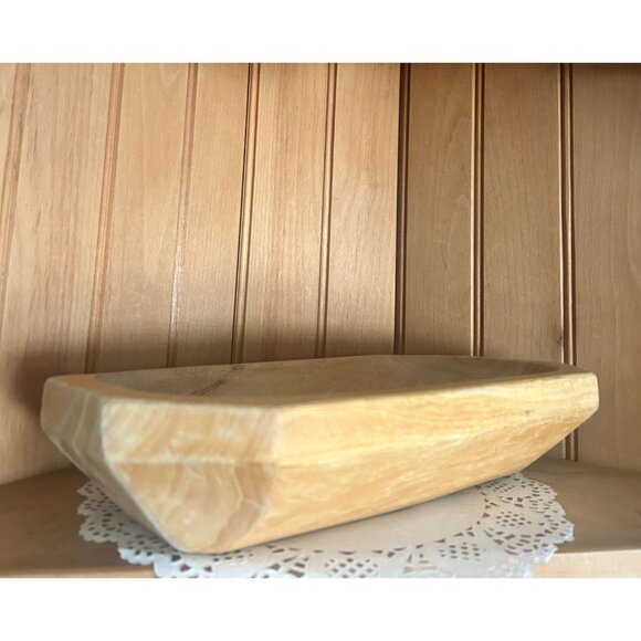 Vintage Handcrafted Wooden Dough Bowl Rustic Farmhouse Decor Bread Baking - Picture 5 of 6